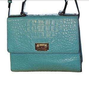 Elegant Blue Crocodile-Embossed Handbag